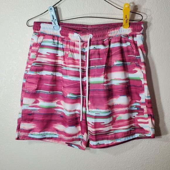 CSG Mens 2XL Swim Trunks Pink Multicolor  With Elastic Waistband & Drawstring - Picture 4 of 6